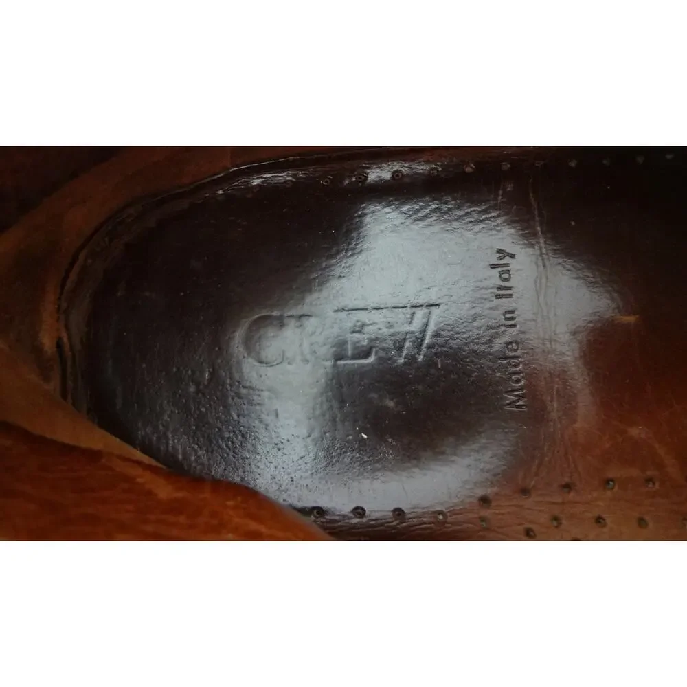 Vintage J Crew Brown Leather Dress Shoes Loafer Square Toe Worn Mens 10.5 ITALY